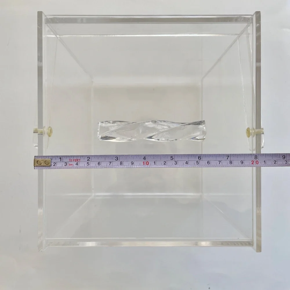 Clear Transparent Lucite Acrylic Rectangular Lidded Box with Handle Vintage MCM